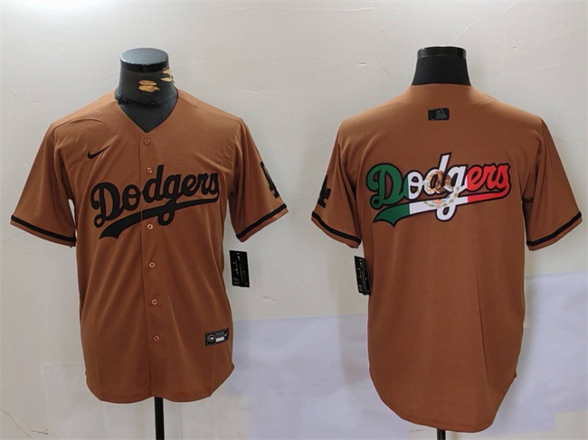Men's Los Angeles Dodgers Team Big Logo Brown Cool Base With Patch Stitched Baseball Jersey Men's Los Angeles Dodgers Team Big Logo Brown Cool Base With Patch Stitched Baseball Jersey