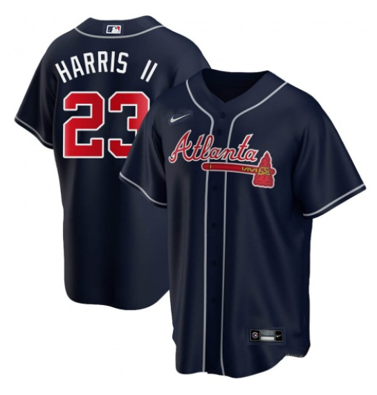 Men's Atlanta Braves #23 Michael Harris II Navy Cool Base Stitched Baseball Jersey Men's Atlanta Braves #23 Michael Harris II Navy Cool Base Stitched Baseball Jersey