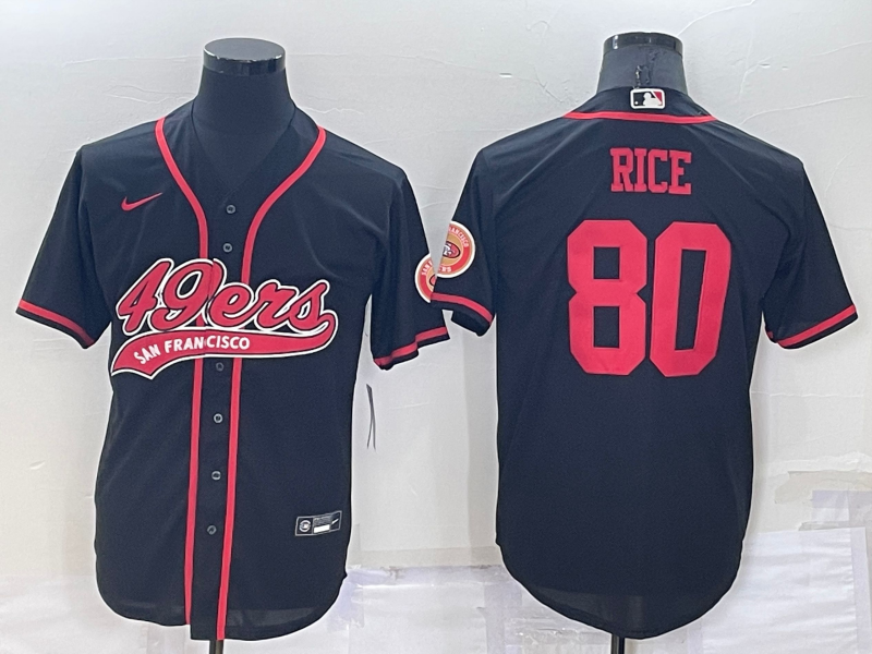 Men's San Francisco 49ers #80 Jerry Rice Black Cool Base Stitched Baseball Jersey Men's San Francisco 49ers #80 Jerry Rice Black Cool Base Stitched Baseball Jersey