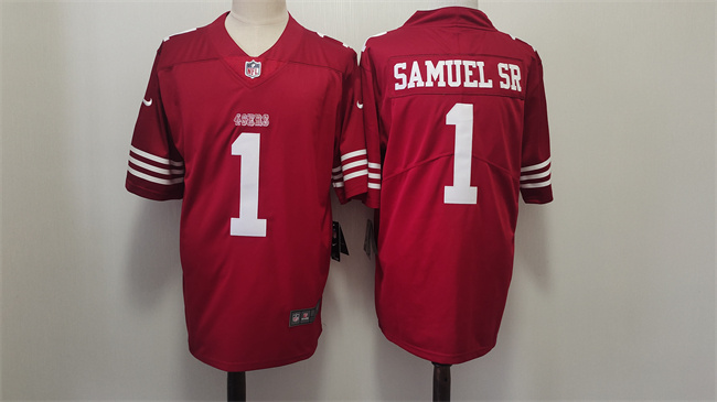 Men's San Francisco 49ers #1 Deebo Samuel Red Vapor Untouchable Limited Stitched Football Jersey Men's San Francisco 49ers #1 Deebo Samuel Red Vapor Untouchable Limited Stitched Football Jersey
