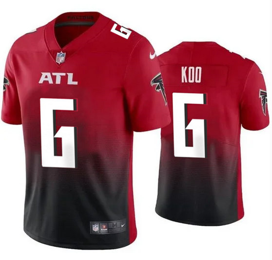 Men's Atlanta Falcons #6 Younghoe Koo New Black/Red Vapor Untouchable Limited Stitched Jersey Men's Atlanta Falcons #6 Younghoe Koo New Black/Red Vapor Untouchable Limited Stitched Jersey