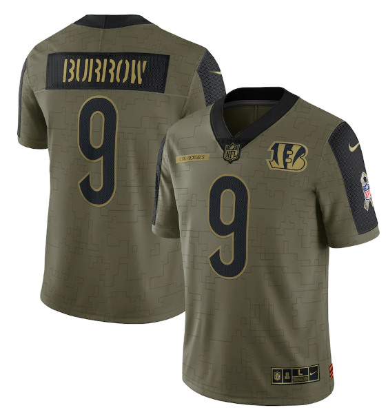 Men's Cincinnati Bengals ACTIVE PLAYER Custom 2021 Olive Salute To Service Limited Stitched Jersey