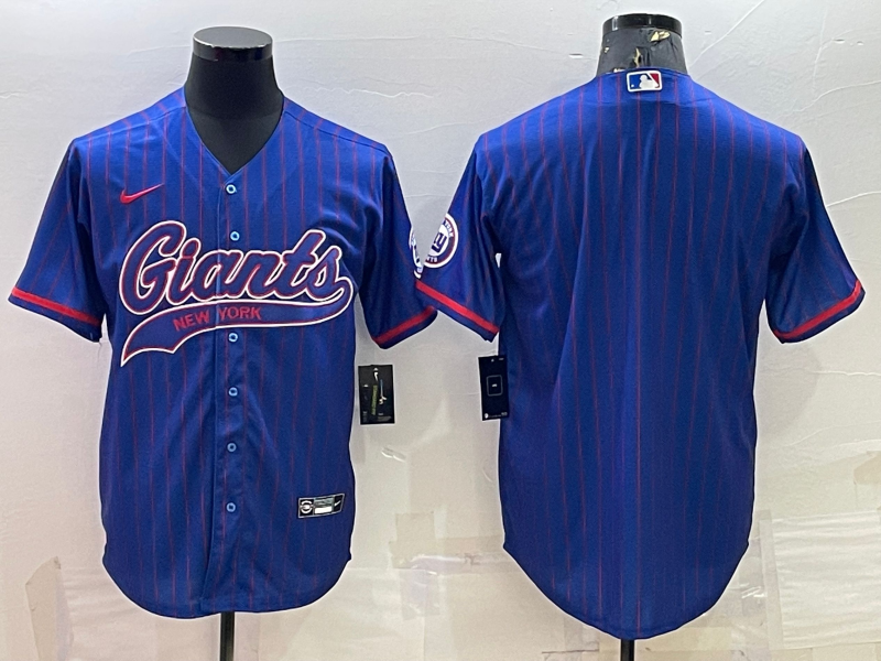 Men's New York Giants Blue With Patch Cool Base Stitched Baseball Jersey Men's New York Giants Blue With Patch Cool Base Stitched Baseball Jersey