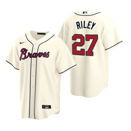 Men's Atlanta Braves #27 Austin Riley Cream Cool Base Stitched Jersey Men's Atlanta Braves #27 Austin Riley Cream Cool Base Stitched Jersey