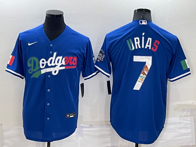 Men's Los Angeles Dodgers #7 Julio Urias Royal Mexico Cool Base Stitched Baseball Jersey Men's Los Angeles Dodgers #7 Julio Urias Royal Mexico Cool Base Stitched Baseball Jersey