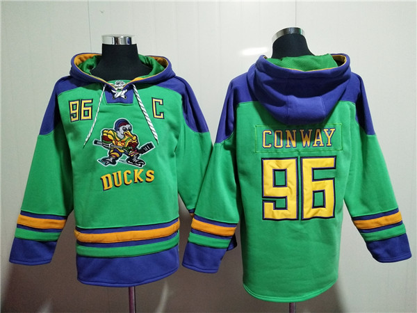 Men's Anaheim Ducks #96 Charlie Conway Green Ageless Must-Have Lace-Up Pullover Hoodie Men's Anaheim Ducks #96 Charlie Conway Green Ageless Must-Have Lace-Up Pullover Hoodie