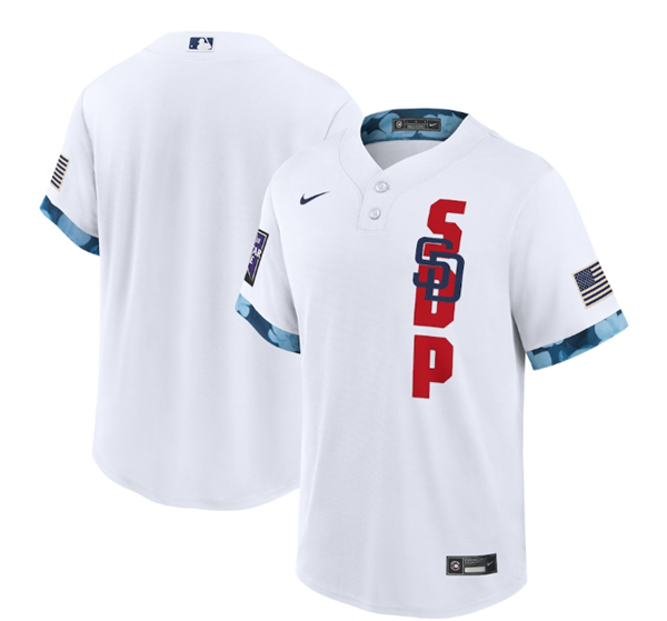 Men's San Diego Padres Blank 2021 White All-Star Cool Base Stitched Baseball Jersey Men's San Diego Padres Blank 2021 White All-Star Cool Base Stitched Baseball Jersey