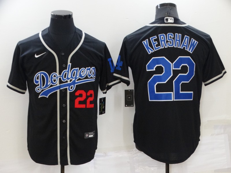 Men's Los Angeles Dodgers #22 Clayton Kershaw Black Cool Base Stitched Baseball Jersey Men's Los Angeles Dodgers #22 Clayton Kershaw Black Cool Base Stitched Baseball Jersey