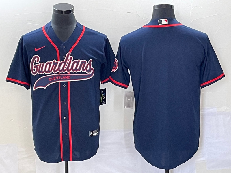 Men's Cleveland Guardians Blank Navy Cool Base Stitched Jersey Men's Cleveland Guardians Blank Navy Cool Base Stitched Jersey