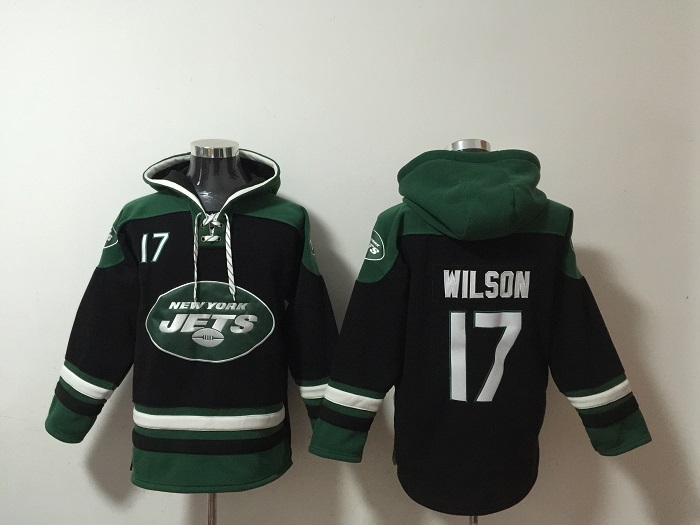 Men's New York Jets #17 Garrett Wilson Black Ageless Must-Have Lace-Up Pullover Hoodie Men's New York Jets #17 Garrett Wilson Black Ageless Must-Have Lace-Up Pullover Hoodie