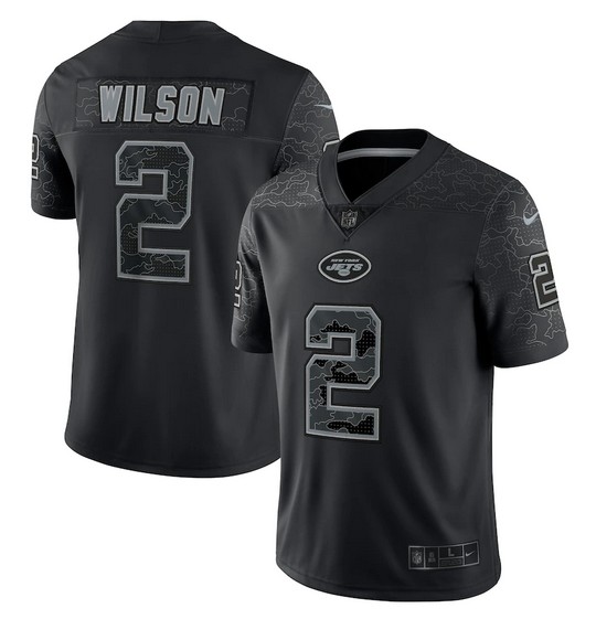 Men's New York Jets #2 Zach Wilson Black Reflective Limited Stitched Football Jersey Men's New York Jets #2 Zach Wilson Black Reflective Limited Stitched Football Jersey