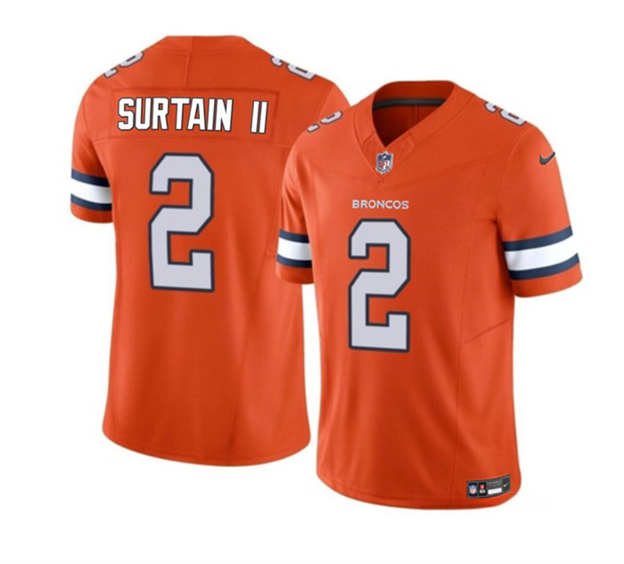 Men's Denver Broncos #2 Pat Surtain II Orange 2023 F.U.S.E. Vapor Untouchable Stitched Jersey Men's Denver Broncos #2 Pat Surtain II Orange 2023 F.U.S.E. Vapor Untouchable Stitched Jersey