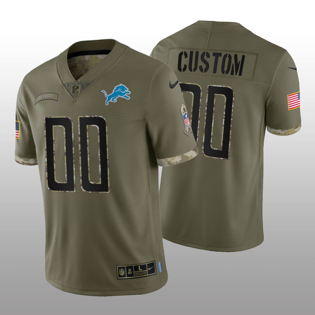 Men's Detroit Lions ACTIVE PLAYER Custom Olive 2022 Salute To Service Limited Stitched Jersey Men's Detroit Lions ACTIVE PLAYER Custom Olive 2022 Salute To Service Limited Stitched Jersey