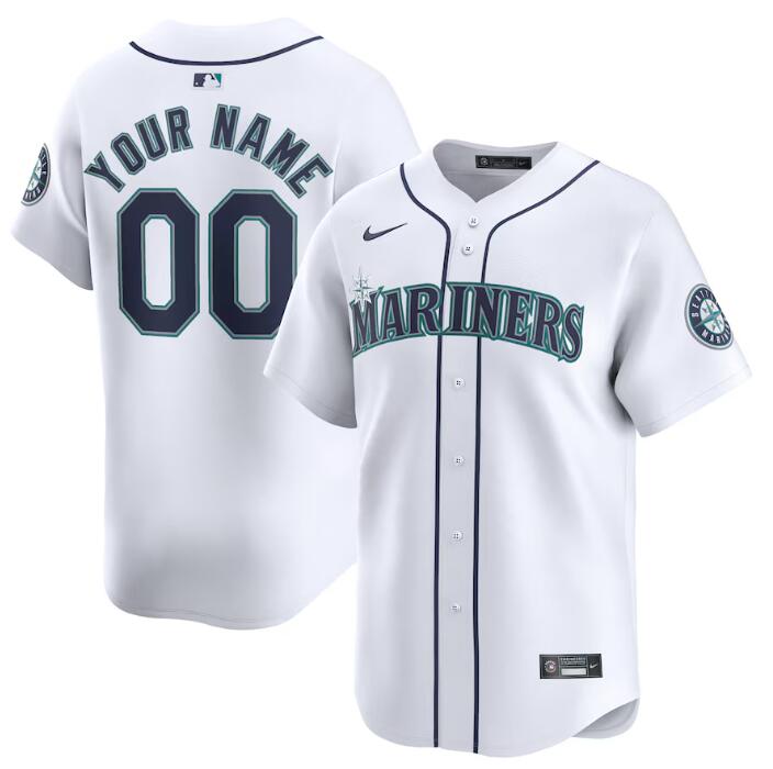Men's Seattle Mariners Active Player Custom White Home Limited Stitched jersey Men's Seattle Mariners Active Player Custom White Home Limited Stitched jersey