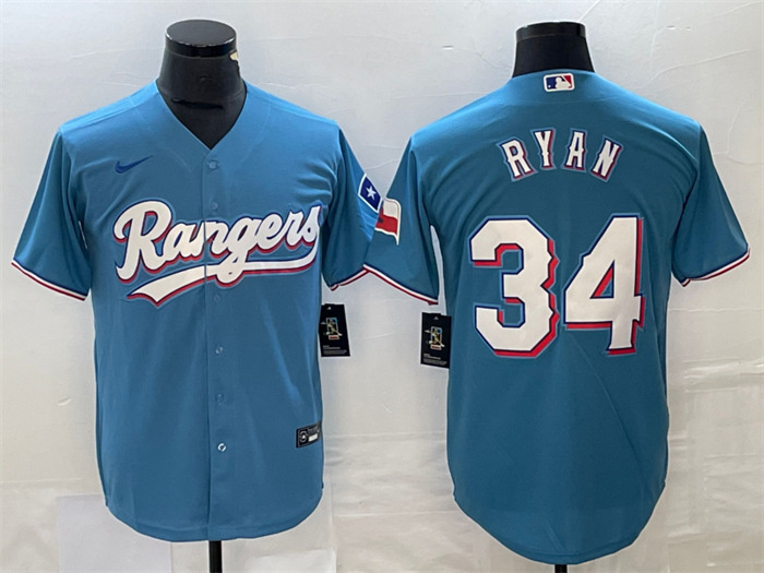 Men's Texas Rangers #34 Nolan Ryan Blue Cool Base Stitched Baseball Jersey Men's Texas Rangers #34 Nolan Ryan Blue Cool Base Stitched Baseball Jersey