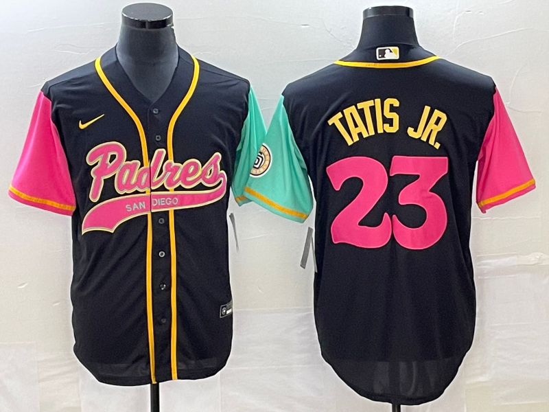 Men's San Diego Padres #23 Fernando Tatis Jr. Black Cool Base Stitched Baseball Jersey Men's San Diego Padres #23 Fernando Tatis Jr. Black Cool Base Stitched Baseball Jersey