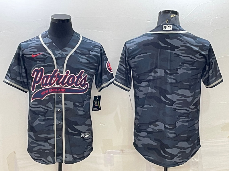 Men's New England Patriots Blank Grey Camo With Patch Cool Base Stitched Baseball Jersey Men's New England Patriots Blank Grey Camo With Patch Cool Base Stitched Baseball Jersey