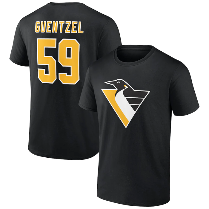 Men's Pittsburgh Penguins #59 Jake Guentzel Black T-Shirt Men's Pittsburgh Penguins #59 Jake Guentzel Black T-Shirt