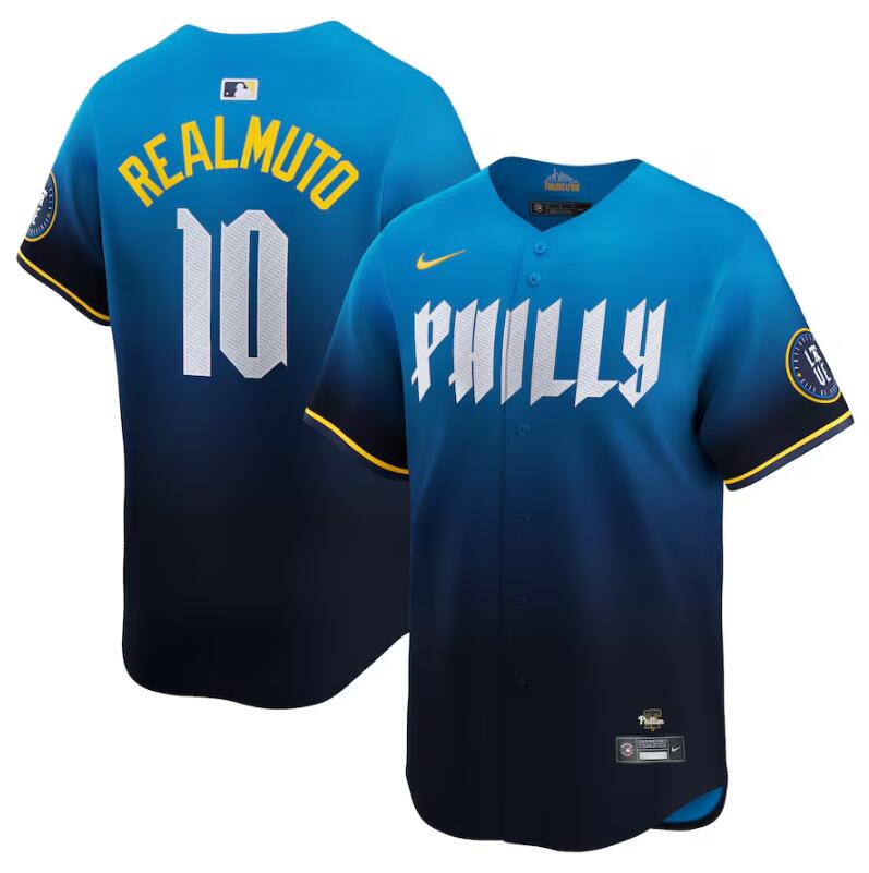 Men's Philadelphia Phillies #10 J.T. Realmuto Blue 2024 City Connect Limited Stitched Jersey Men's Philadelphia Phillies #10 J.T. Realmuto Blue 2024 City Connect Limited Stitched Jersey