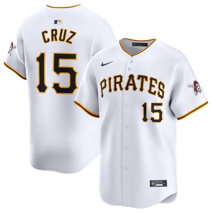 Men's Pittsburgh Pirates #15 Oneil Cruz White Home Limited Stitched Baseball Jersey Men's Pittsburgh Pirates #15 Oneil Cruz White Home Limited Stitched Baseball Jersey