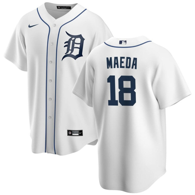 Men's Detroit Tigers #18 Kenta Maeda White Cool Base Stitched Jersey Men's Detroit Tigers #18 Kenta Maeda White Cool Base Stitched Jersey