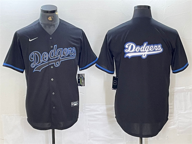 Men's Los Angeles Dodgers Team Big Logo Black Fashion Stitched Baseball Jersey 001