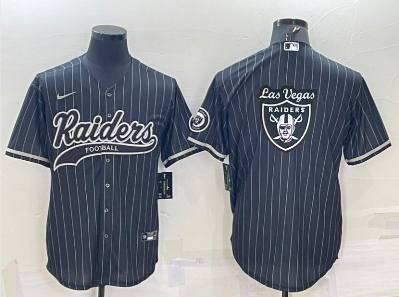 Men's Las Vegas Raiders Black Team Big Logo With Patch Cool Base Stitched Baseball Jersey Men's Las Vegas Raiders Black Team Big Logo With Patch Cool Base Stitched Baseball Jersey