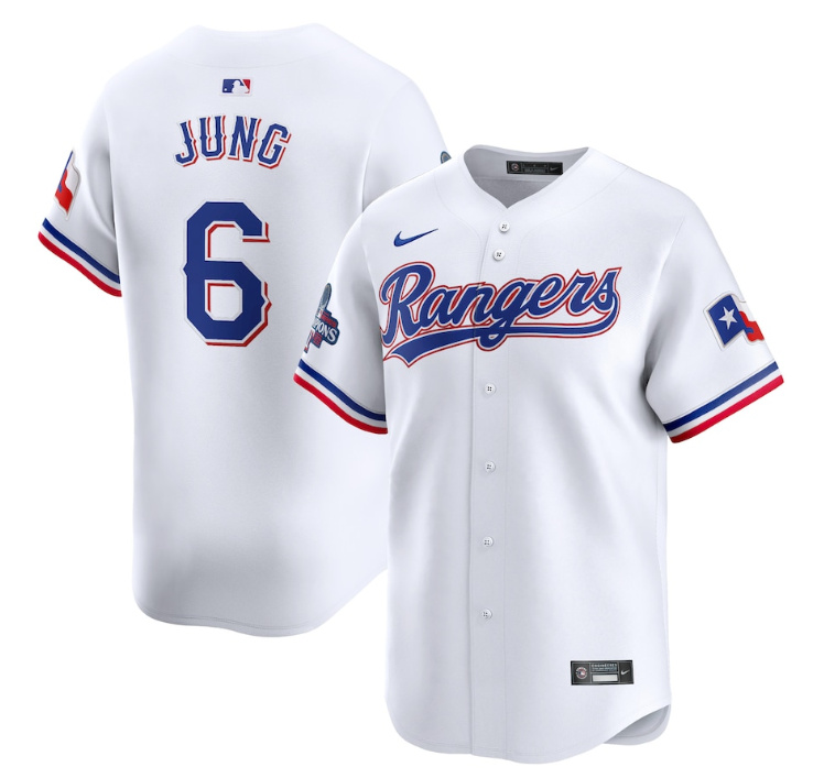 Men's Texas Rangers #6 Josh Jung White 2023 World Series Champions Stitched Baseball Jersey Men's Texas Rangers #6 Josh Jung White 2023 World Series Champions Stitched Baseball Jersey