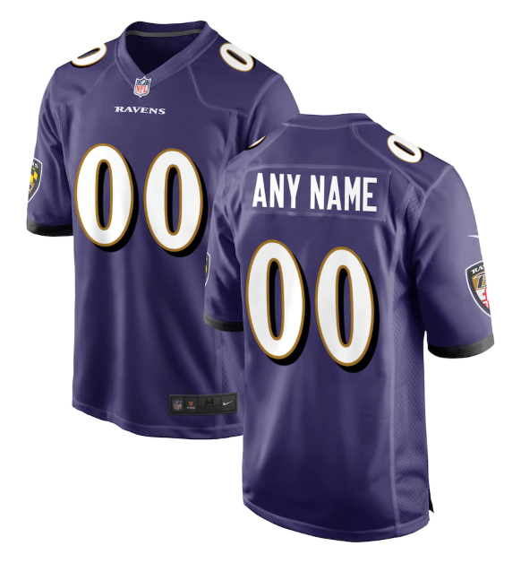 Men's Baltimore Ravens ACTIVE PLAYER Custom Purple Game Jersey Men's Baltimore Ravens ACTIVE PLAYER Custom Purple Game Jersey