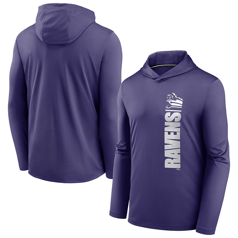 Men's Baltimore Ravens Purple Fan Gear Team Stack Hoodie Performance Long Sleeve T-Shirt Men's Baltimore Ravens Purple Fan Gear Team Stack Hoodie Performance Long Sleeve T-Shirt