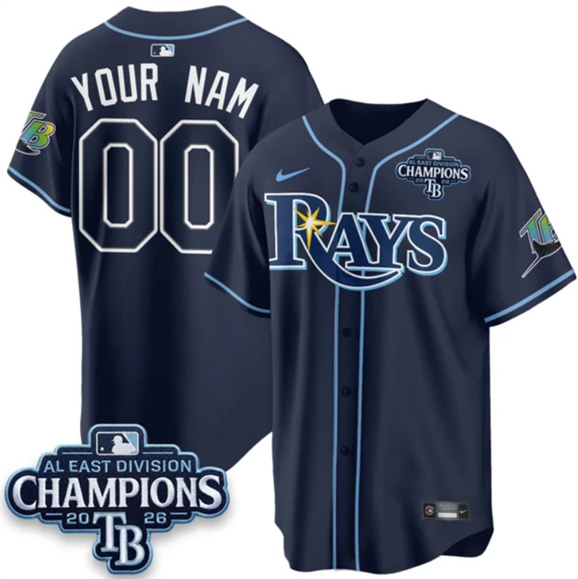 Men's Tampa Bay Rays ACTIVE PLAYER Custom Navy 2026 AL East Champions Patch Limited Stitched Baseball Jersey Men's Tampa Bay Rays ACTIVE PLAYER Custom Navy 2026 AL East Champions Patch Limited Stitched Baseball Jersey