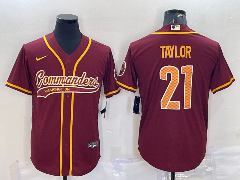 Men's Washington Commanders #21 Sean Taylor Burgundy With Patch Cool Base Stitched Baseball Jersey Men's Washington Commanders #21 Sean Taylor Burgundy With Patch Cool Base Stitched Baseball Jersey