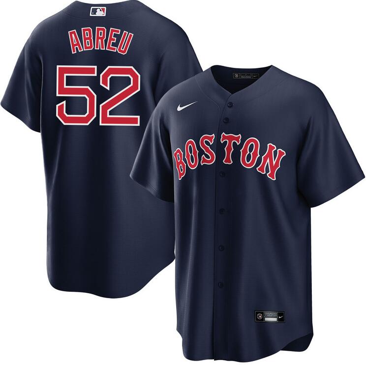 Men's Boston Red Sox #52 Wilyer Abreu Navy Cool Base Stitched Baseball Jersey Men's Boston Red Sox #52 Wilyer Abreu Navy Cool Base Stitched Baseball Jersey