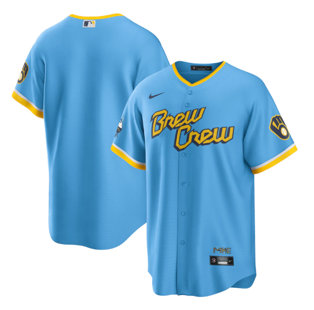 Men's Milwaukee Brewers Blank Powder Blue 2022 City Connect Cool Base Stitched Jersey Men's Milwaukee Brewers Blank Powder Blue 2022 City Connect Cool Base Stitched Jersey