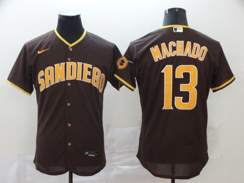 Men's San Diego Padres #13 Manny Machado Coffee Flex Base Stitched MLB Jersey Men's San Diego Padres #13 Manny Machado Coffee Flex Base Stitched MLB Jersey