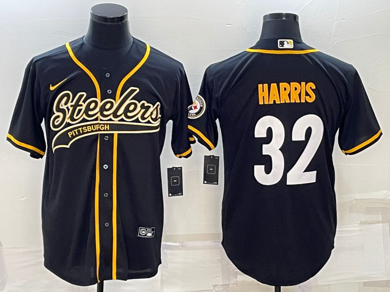 Men's Pittsburgh Steelers #32 Franco Harris Black With Patch Cool Base Stitched Baseball Jersey Men's Pittsburgh Steelers #32 Franco Harris Black With Patch Cool Base Stitched Baseball Jersey