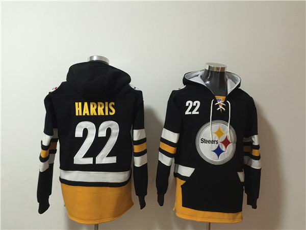 Men's Pittsburgh Steelers #22 Najee Harris Black Ageless Must-Have Lace-Up Pullover Hoodie Men's Pittsburgh Steelers #22 Najee Harris Black Ageless Must-Have Lace-Up Pullover Hoodie