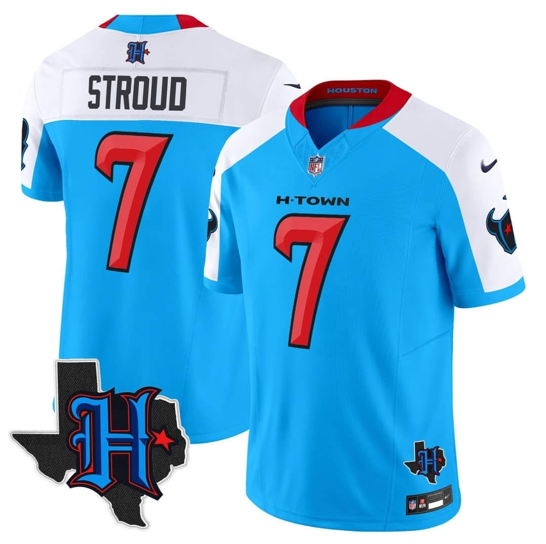 Men's Houston Texans Active Player Custom Blue/White 2024 F.U.S.E. Limited Stitched Jersey Men's Houston Texans Active Player Custom Blue/White 2024 F.U.S.E. Limited Stitched Jersey