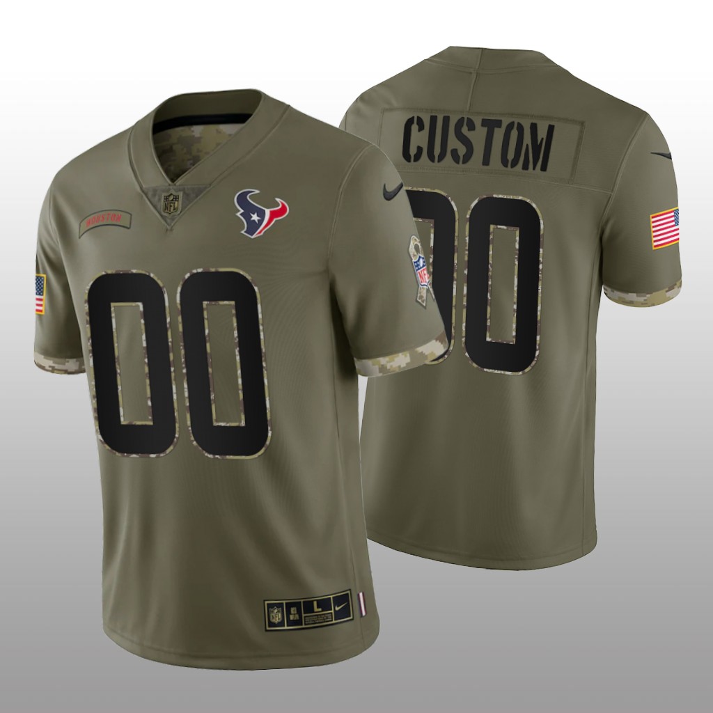 Men's Houston Texans ACTIVE PLAYER Custom Olive 2022 Salute To Service Limited Stitched Jersey Men's Houston Texans ACTIVE PLAYER Custom Olive 2022 Salute To Service Limited Stitched Jersey