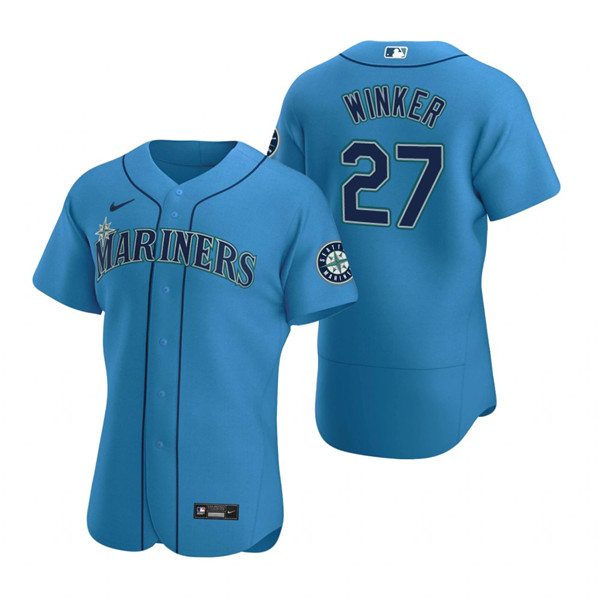 Men's Seattle Mariners #27 Jesse Winker Royal Flex Base Stitched Jersey Men's Seattle Mariners #27 Jesse Winker Royal Flex Base Stitched Jersey