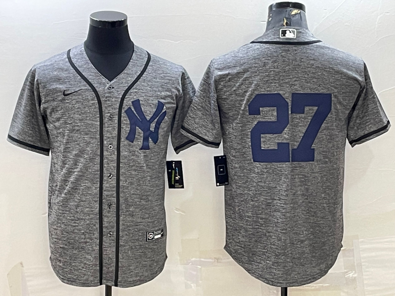 Men's New York Yankees #27 Giancarlo Stanton Grey Cool Base Stitched Jersey Men's New York Yankees #27 Giancarlo Stanton Grey Cool Base Stitched Jersey