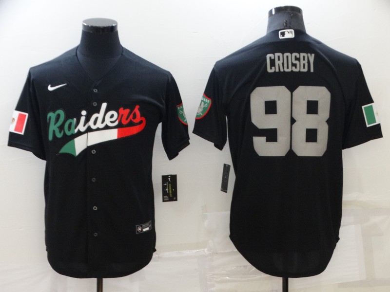 Men's Las Vegas Raiders #98 Maxx Crosby Black Mexico Stitched Jersey Men's Las Vegas Raiders #98 Maxx Crosby Black Mexico Stitched Jersey