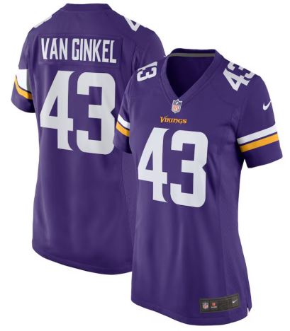 Women's Minnesota Vikings #43 VAN GINKEL Purple 2024 Limited Stitched Jersey(run small)