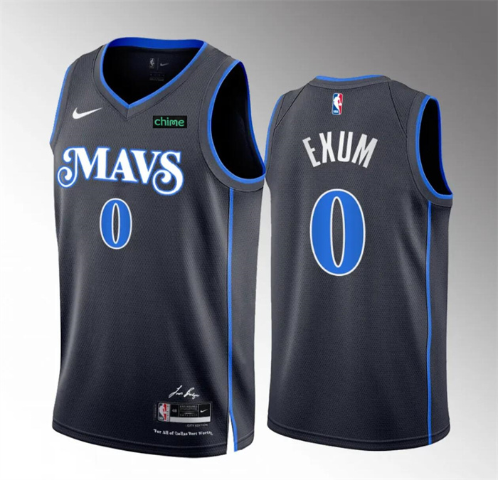 Men's Dallas Mavericks #0 Dante Exum Black 2023/24 City Edition Stitched Basketball Jersey