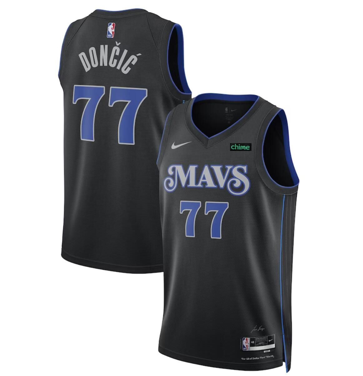 Men's Dallas Mavericks #77 Luka Doncic Black 2023/24 City Edition Stitched Basketball Jersey Men's Dallas Mavericks #77 Luka Doncic Black 2023/24 City Edition Stitched Basketball Jersey