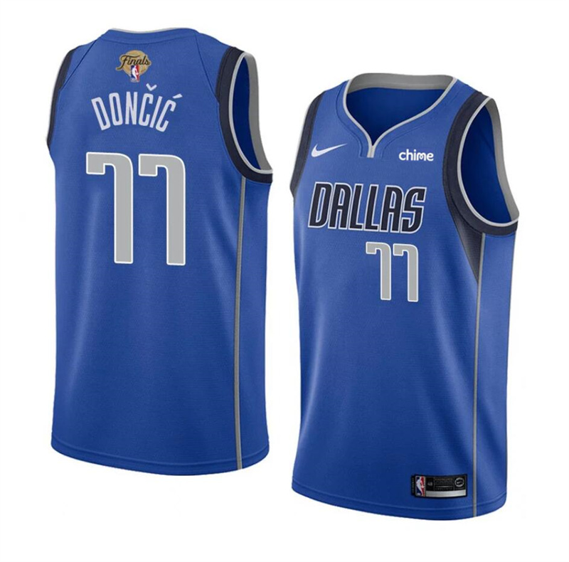 Men's Dallas Mavericks #77 Luka Doncic Blue 2024 Finals Icon Edition Stitched Basketball Jersey Men's Dallas Mavericks #77 Luka Doncic Blue 2024 Finals Icon Edition Stitched Basketball Jersey