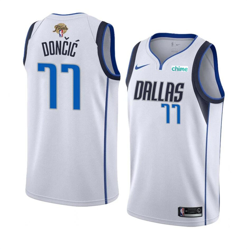 Men's Dallas Mavericks #77 Luka Doncic White 2024 Finals Association Edition Stitched Basketball Jersey Men's Dallas Mavericks #77 Luka Doncic White 2024 Finals Association Edition Stitched Basketball Jersey