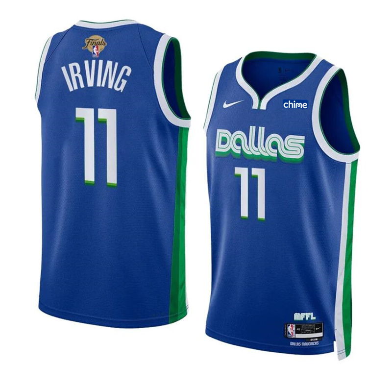 Men's Dallas Mavericks #11 Kyrie Irving Blue 2024 Finals City Edition Stitched Basketball Jersey Men's Dallas Mavericks #11 Kyrie Irving Blue 2024 Finals City Edition Stitched Basketball Jersey