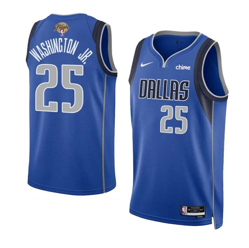 Men's Dallas Mavericks #25 P.J. Washington Jr. Blue 2024 Finals Icon Edition Stitched Basketball Jersey Men's Dallas Mavericks #25 P.J. Washington Jr. Blue 2024 Finals Icon Edition Stitched Basketball Jersey