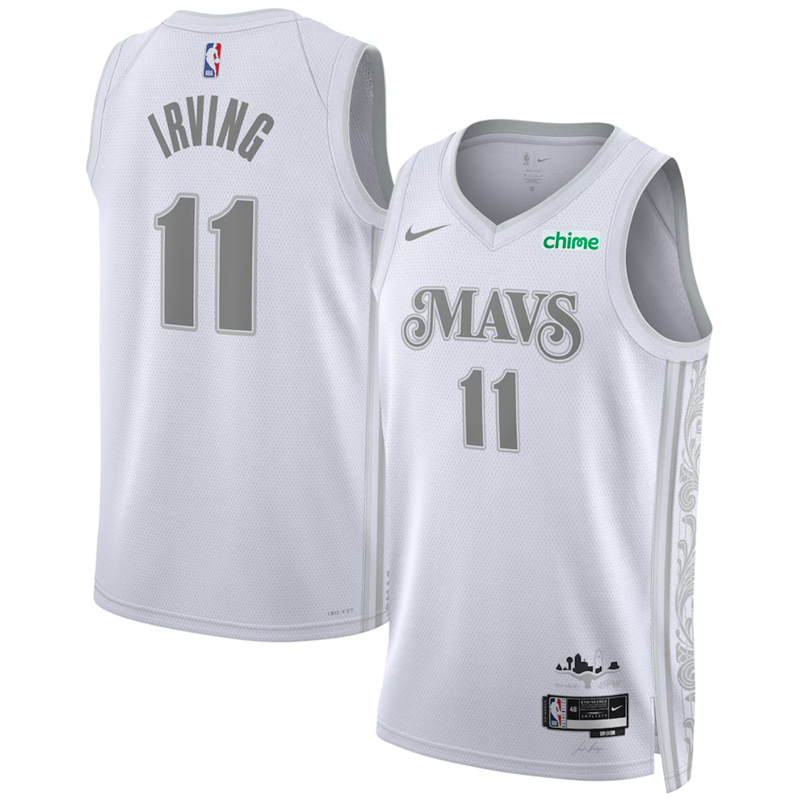 Men's Dallas Mavericks #11 Kyrie Irving White 2024/25 City Edition Stitched Basketball Jersey Men's Dallas Mavericks #11 Kyrie Irving White 2024/25 City Edition Stitched Basketball Jersey